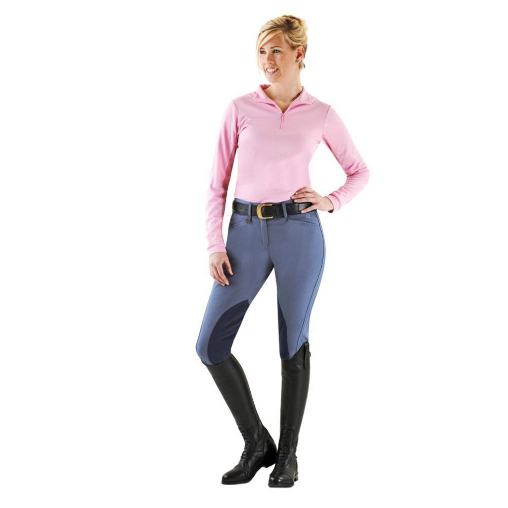 Ovation Euroweave DX Taylored Front Zip Breeches - Ladies, Knee Patch