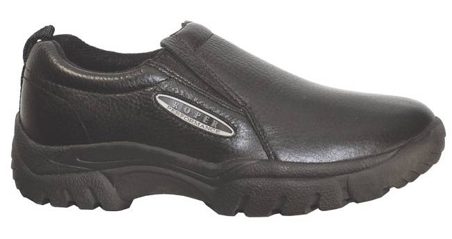 Roper Classic Tumbled Leather Slip-On Shoes - Mens, Black