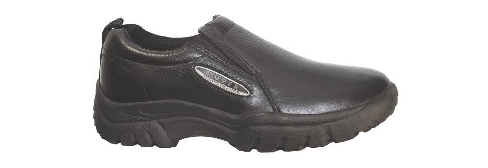 Roper Classic Tumbled Leather Slip-On Shoes - Mens, Black