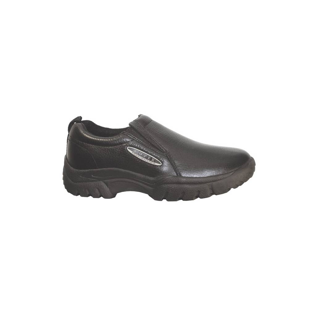 Roper Classic Tumbled Leather Slip-On Shoes - Mens, Black