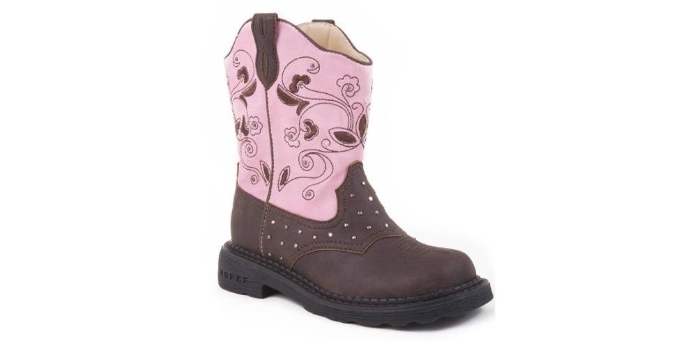 Roper Faux Leather Lights Boots - Girls, Pink Dazzle
