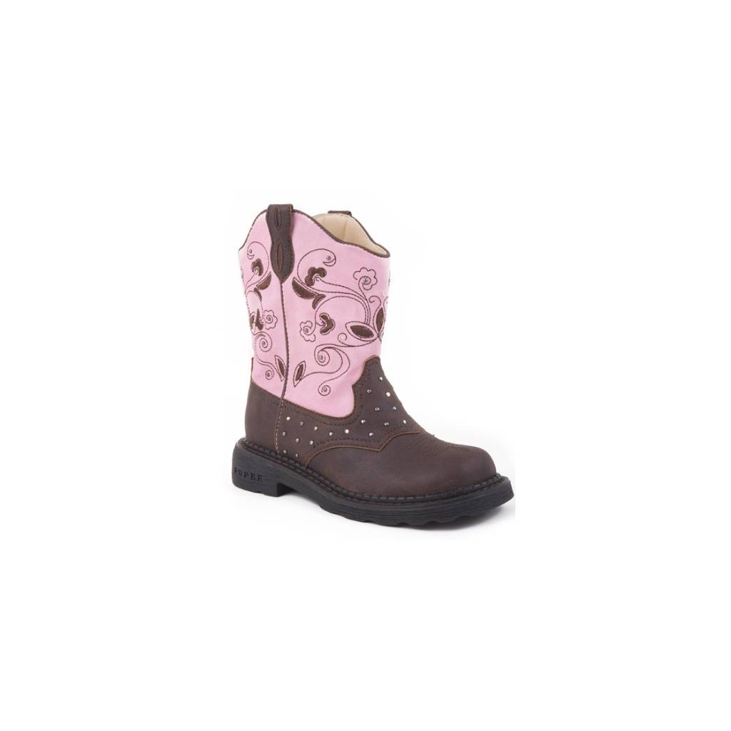 Roper Faux Leather Lights Boots - Girls, Pink Dazzle