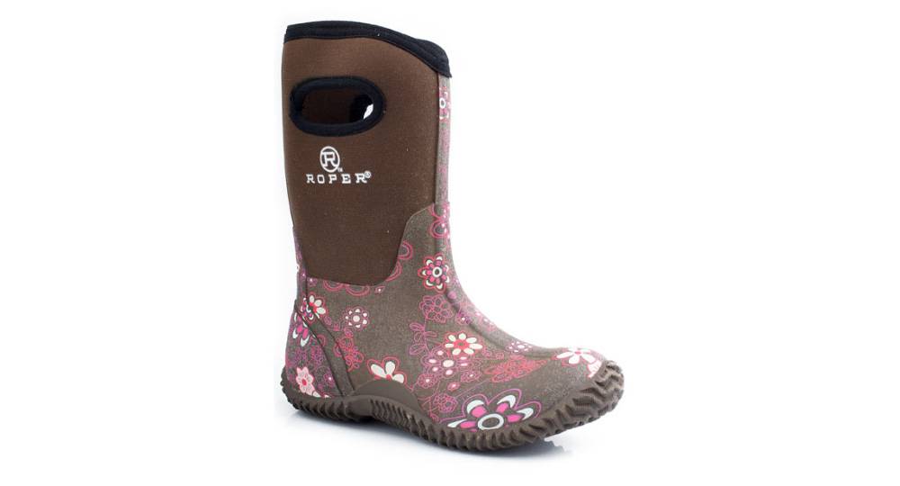 Roper Tall Barnyard Boots Kids, Brown Floral