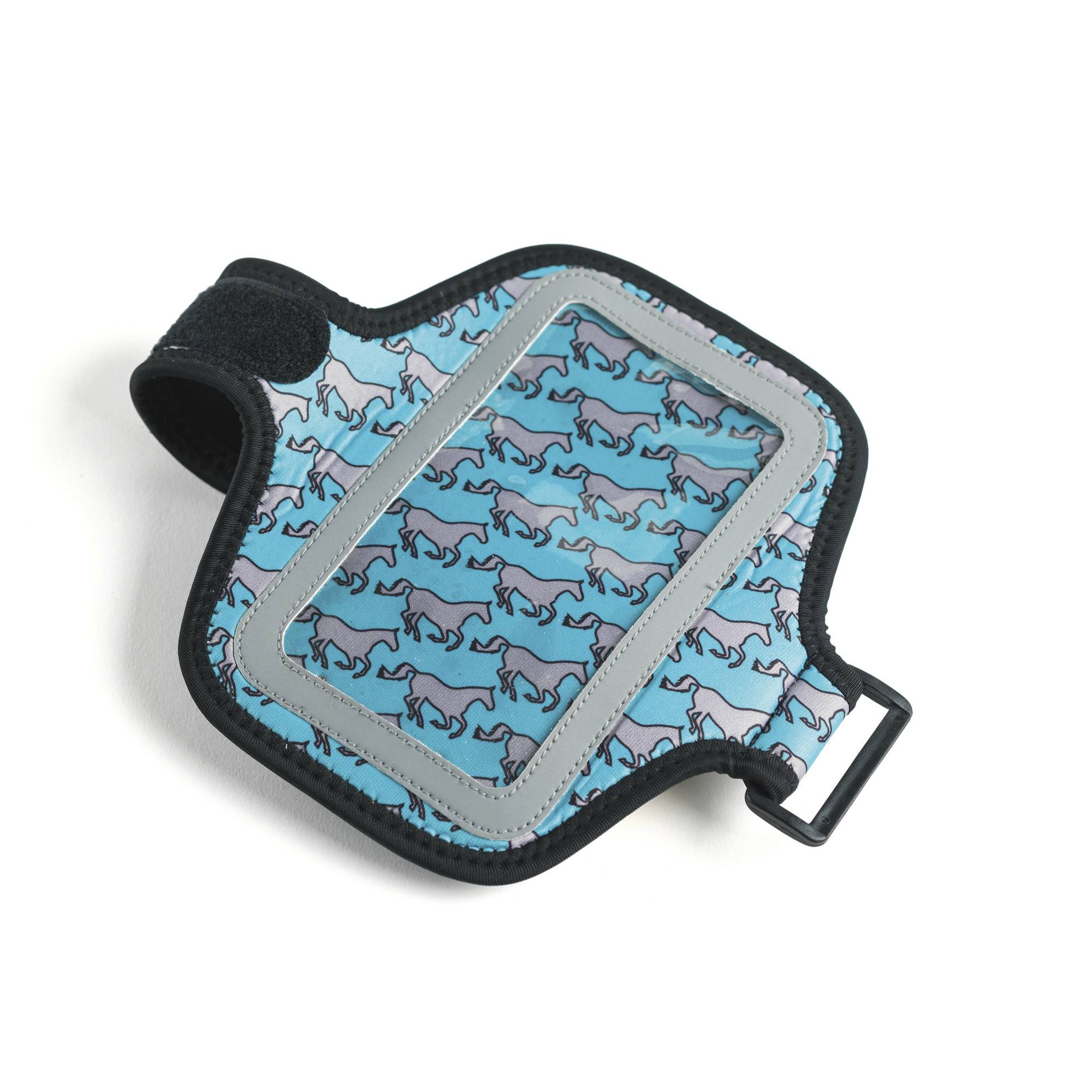 Kelley Neoprene Smartphone Case with  Arm/Leg Band - Aqua & Grey Galloping Horses