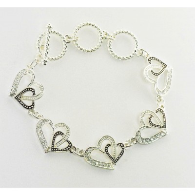 Western Edge Jewelry Double Heart Toggle Bracelet