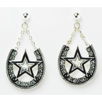 Western Edge Jewelry Dangle Horseshoe Star Earrings
