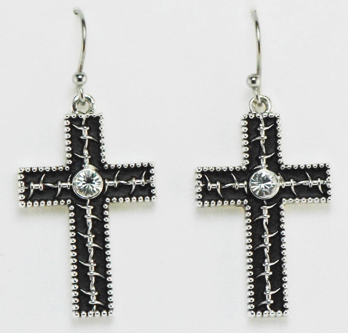 Western Edge Jewelry Barb Wire Cross Earrings