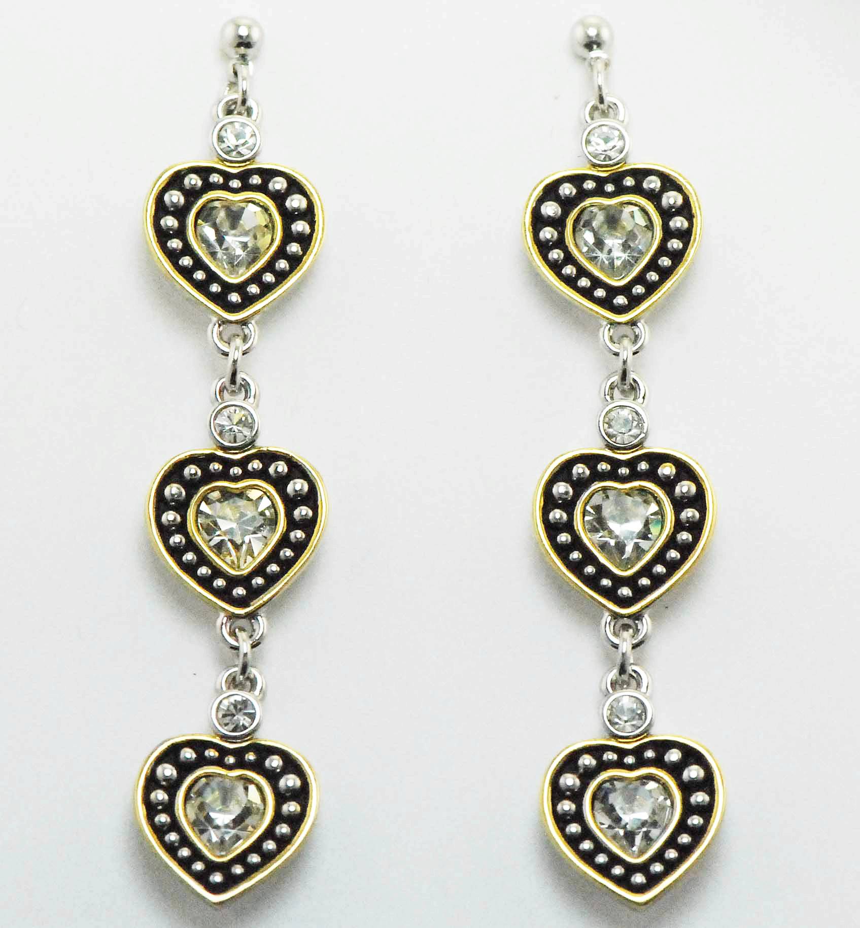 Western Edge Jewelry Triple Heart Rope Earrings