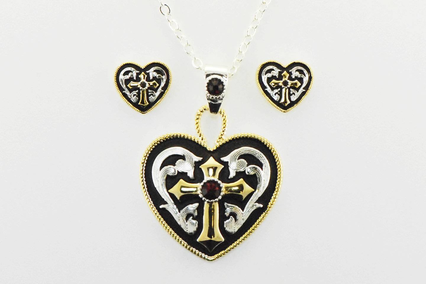 Western Edge Jewelry Western Heart And Cross Jewelry Set