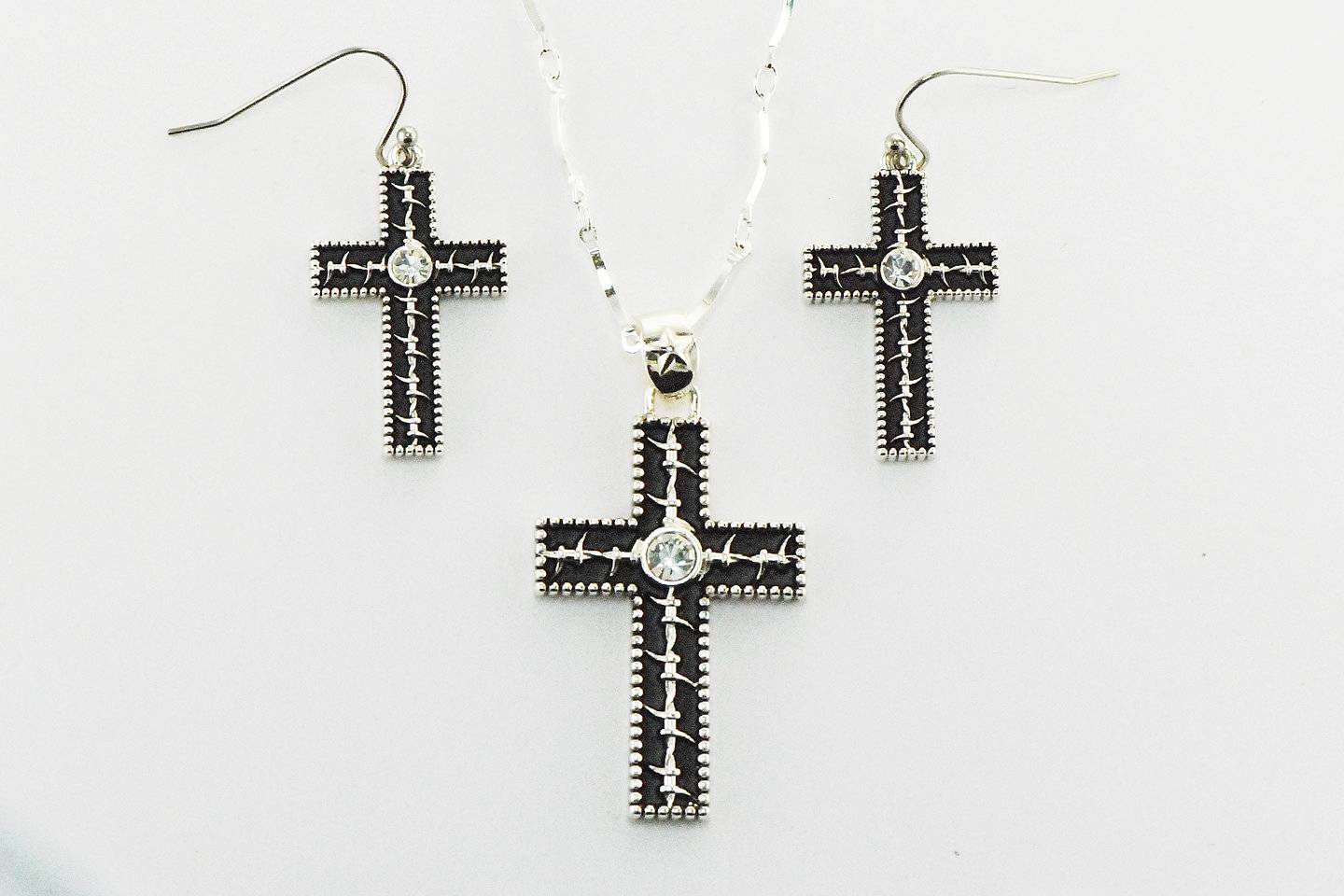 5-795749 Western Edge Jewelry Barb Wire Cross Jewelry Set sku 5-795749