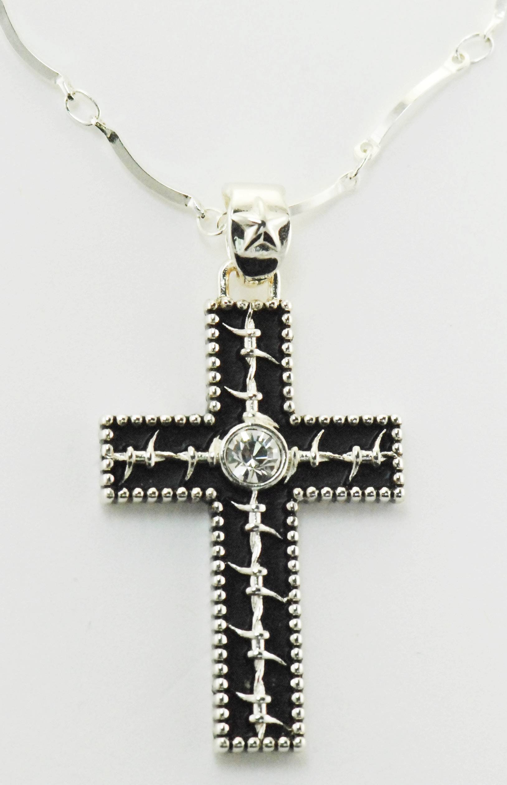 Western Edge Jewelry Barb Wire Cross Necklace