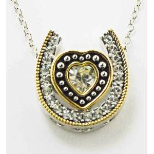 Western Edge Jewelry Double Horseshoe Heart Necklace