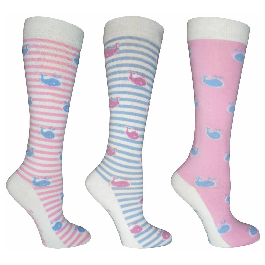 Equine Couture Ladies Whales Bamboo Socks - 3 Pack