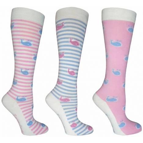 Equine Couture Ladies Whales Bamboo Socks - 3 Pack