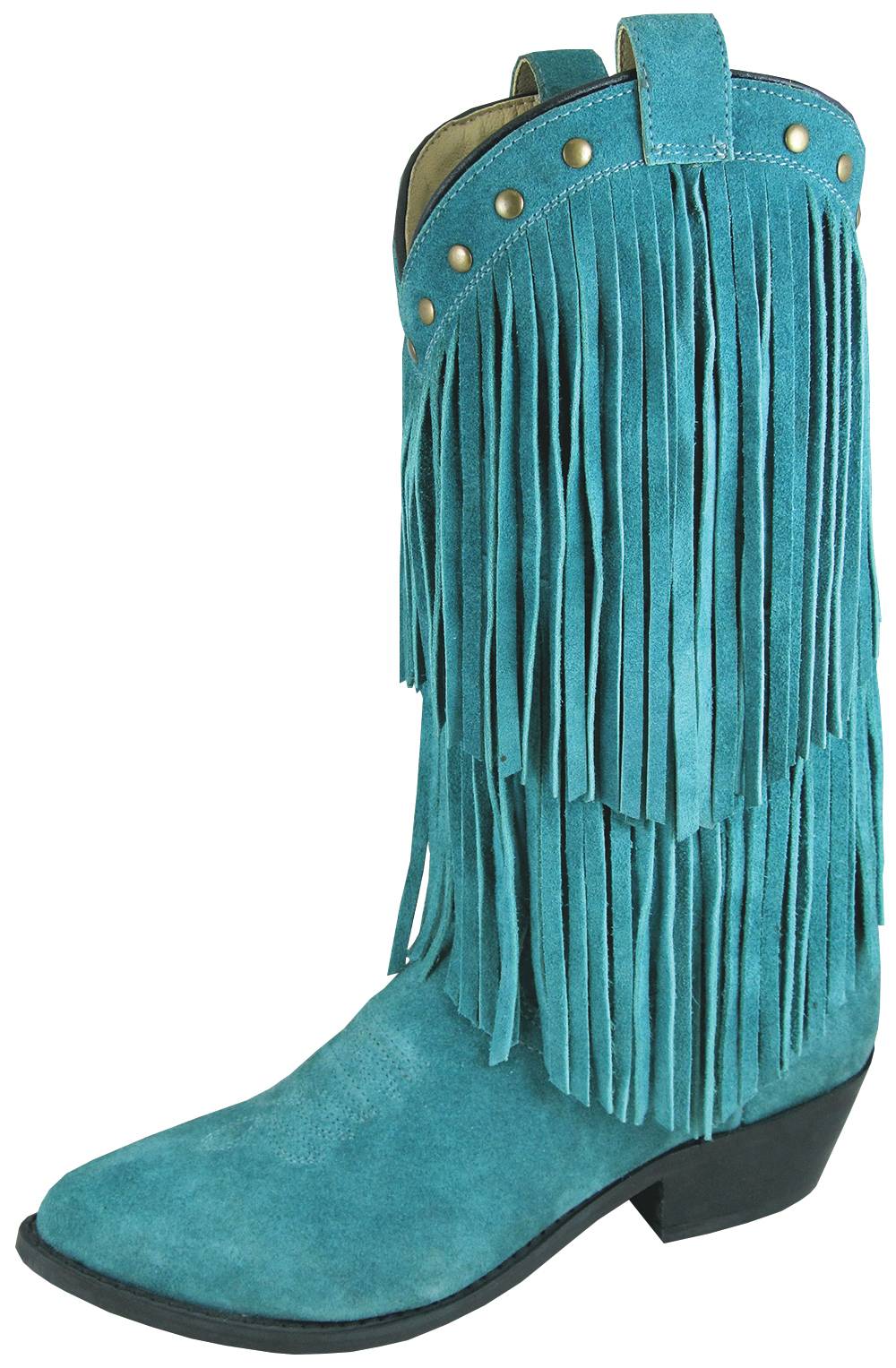 Smoky Mountain Womens Wisteria Double Fringe Leather Boots -Teal