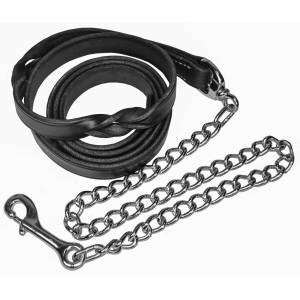 Perri's Twisted Leather Lead with  Brass Plated Chain