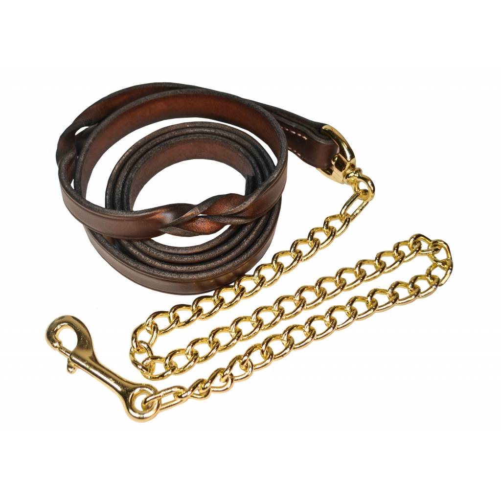 Perri's Twisted Leather Lead with Brass Plated Chain