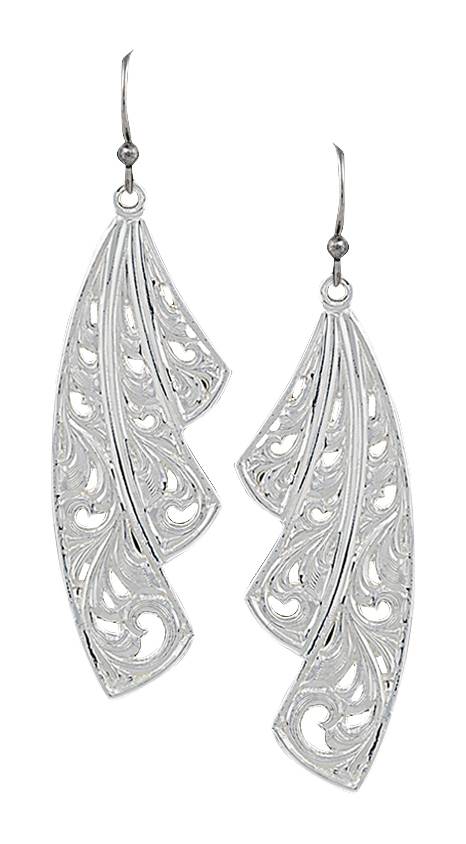 5-816457 Montana Silversmiths Western Lace Fan Leaf Earring sku 5-816457