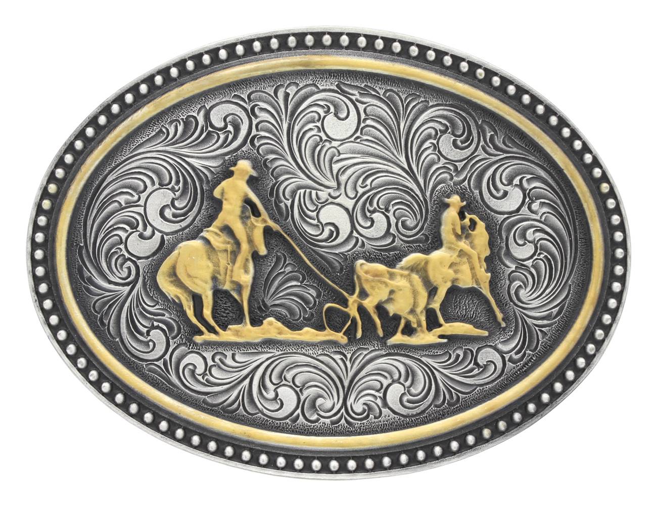 Montana Silversmiths Two-Tone Team Roping Attitude Buckle