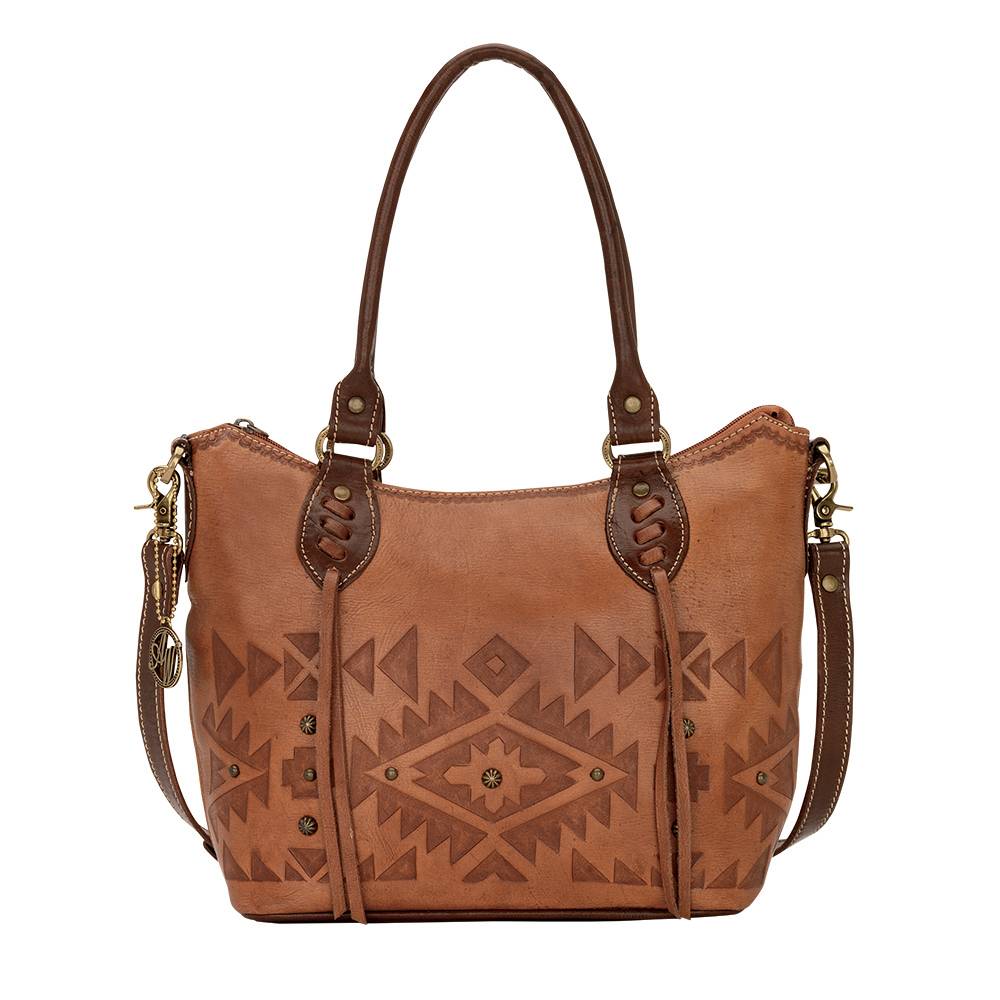 AMERICAN WEST Mystic Shadow Convertible Zip Top Bucket Tote - Tan