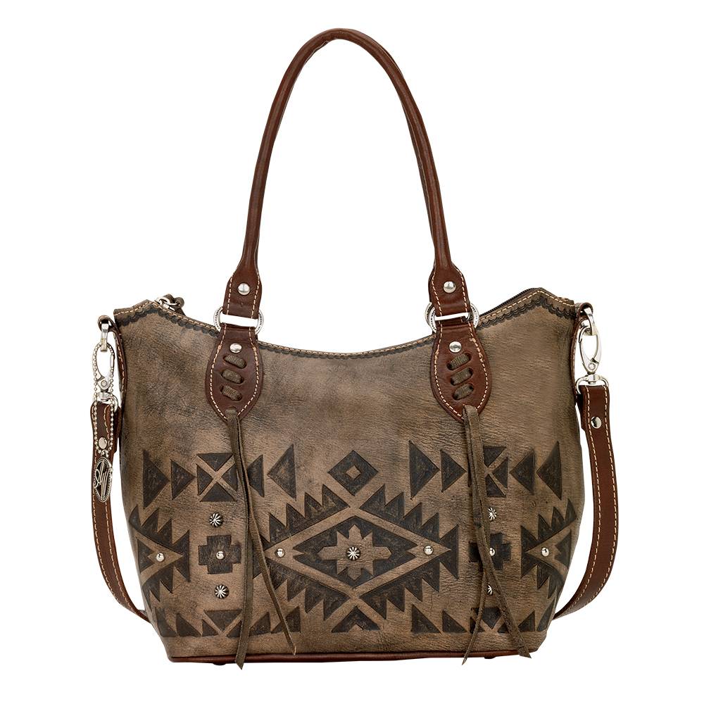 AMERICAN WEST Mystic Shadow Convertible Zip Top Bucket Tote Charcoal Brown
