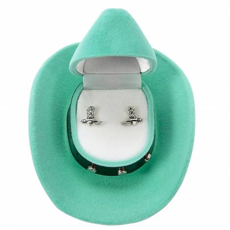 AWST Int'l Cowboy Boots Earrings with Colorful Cowboy Hat Gift Box