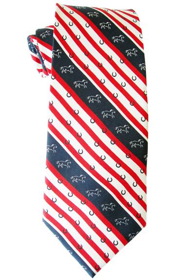 LILO Abington Patriotic Horses & Horse Shoes Equestrian Silk Neck Tie