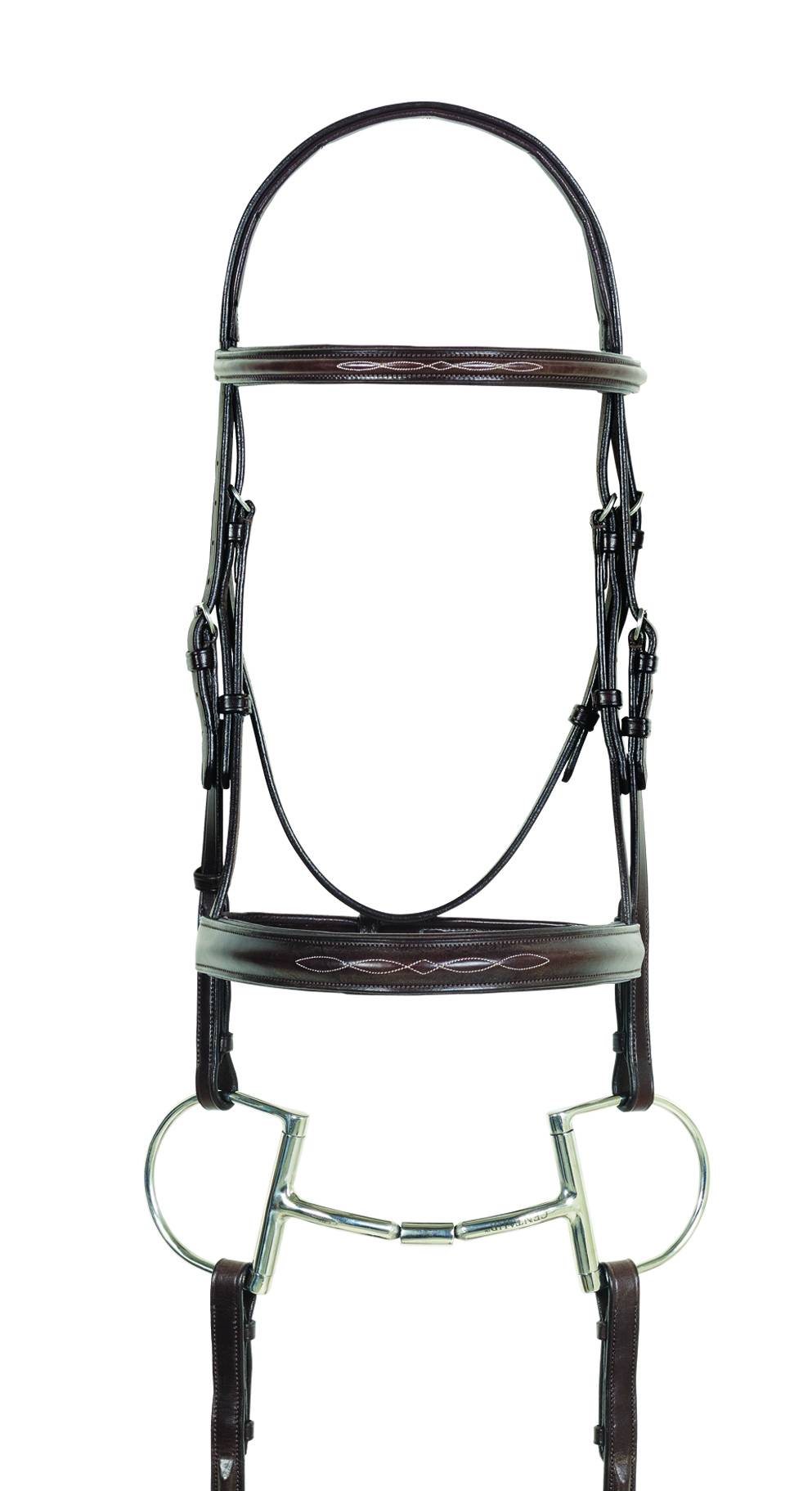 Camelot Fancy Stitched Round Wide Padded Monocrown Bridle with Reins