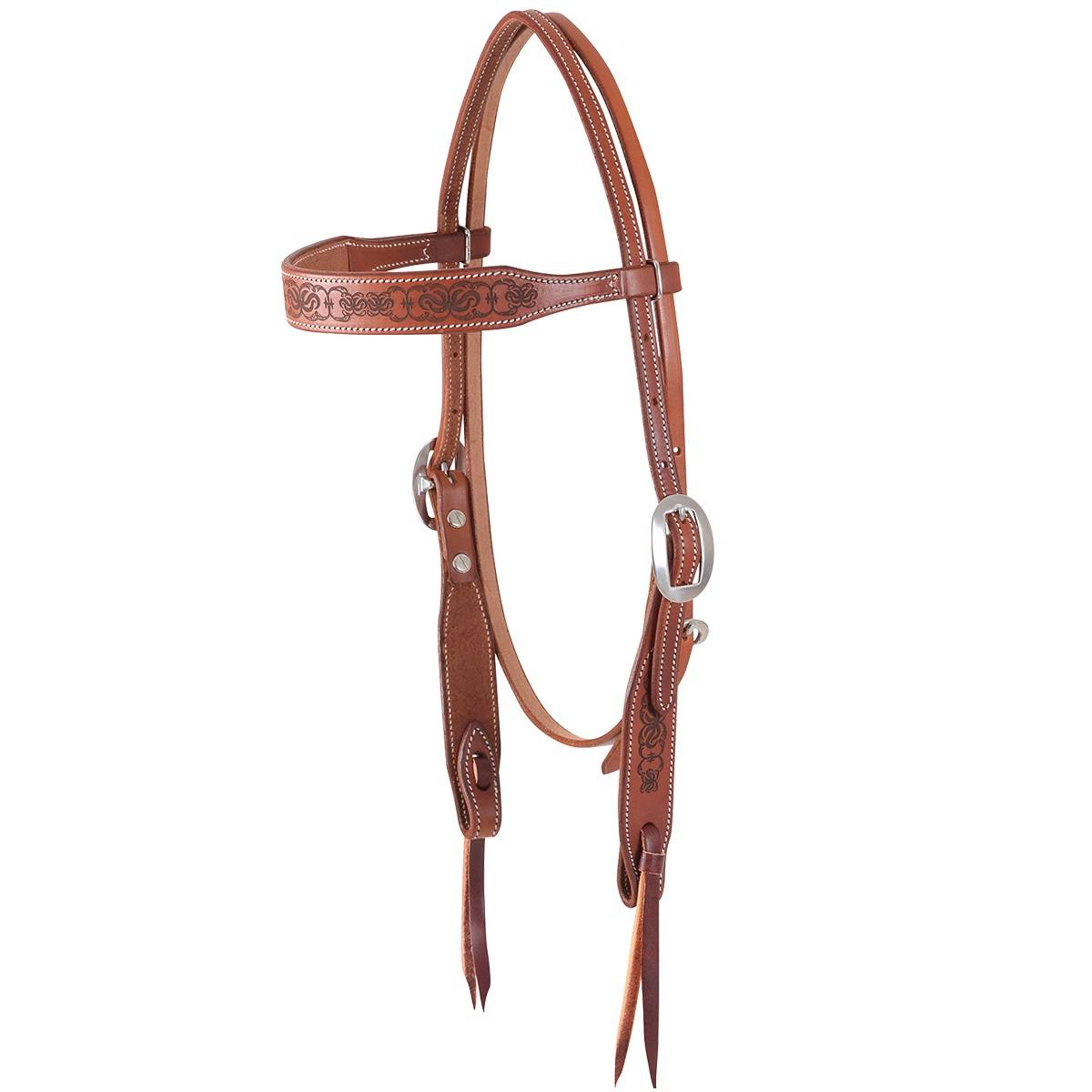 Martin Scroll Design Browband Headstall- Chestnut