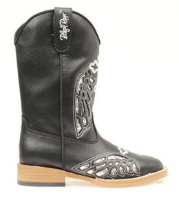 Blazin Roxx Gracie Wing & Cross Western Boot - Youth Girls, Silver/Black