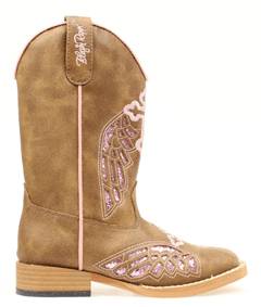 Blazin Roxx Gracie Wing & Cross Western Boot - Youth Girls, Pink/Brown