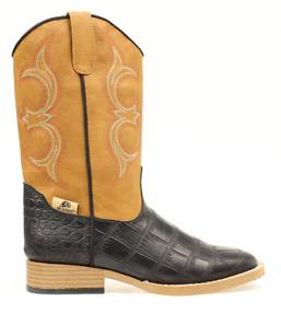 DBL Barrel Bronc Gator Western Boot - Youth Boys, Tan/Black