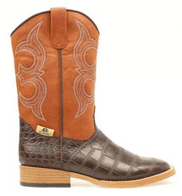 DBL Barrel Bronc Gator Western Boot - Youth Boys, Rust/Brown