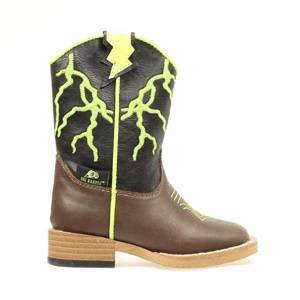 DBL Barrel Kids Ace Lightening Bolt Zip Western Boot - Boys - Brown