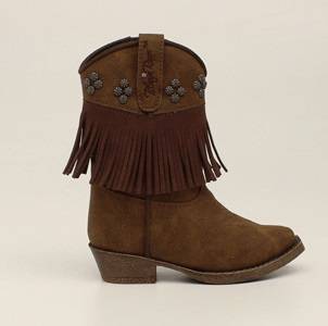 Blazin Roxx Annabelle Fringed Zip Snip Toe Western Boot - Girls, Brown