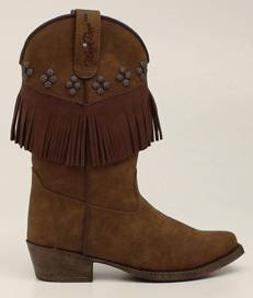 Blazin Roxx Annabelle Fringed Snip Toe Western Boot - Youth Girls, Brown