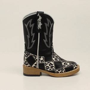 Blazin Roxx Miley Patchwork Zip Square Toe Western Boot - Girls, Black