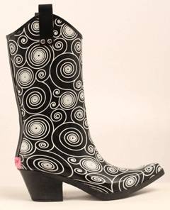 Blazin Roxx Layla Spiral Snip Toe Rain Boot - Ladies, Black/White