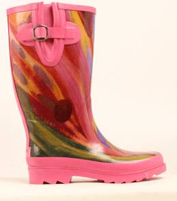 Blazin Roxx Rose Watercolor Round Toe Rain Boot - Ladies, Pink/Multi