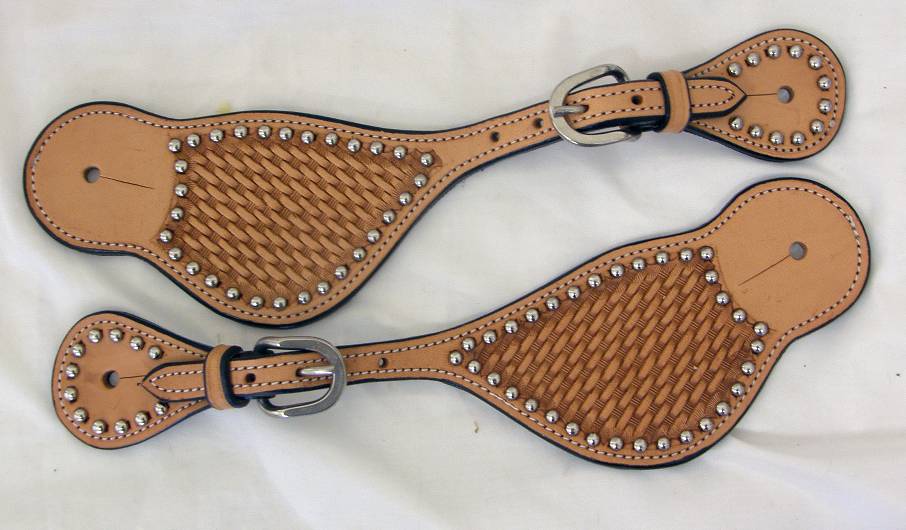 Intrepid Western Spur Strap- Basket Weave with Studs