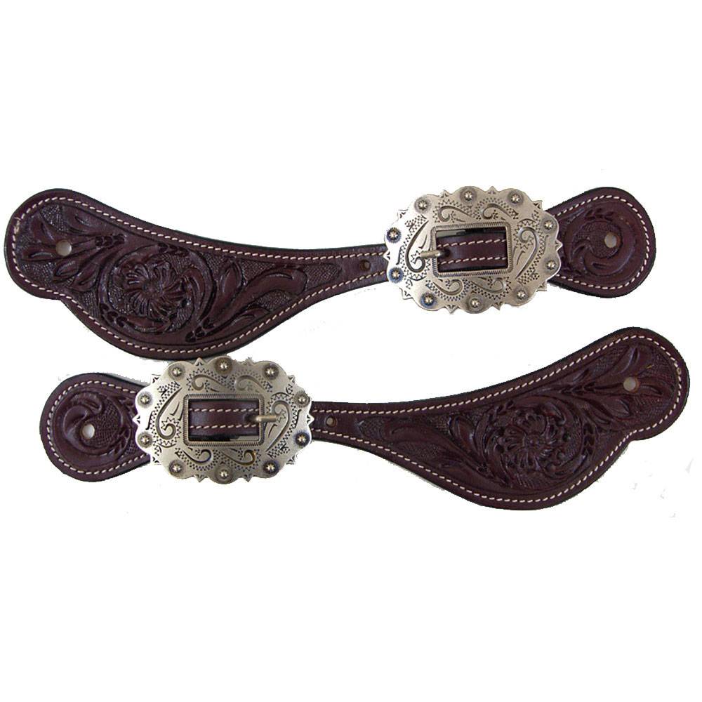 Western Spur Strap Stamped Floral Design