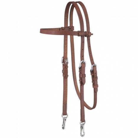 Tough-1 Harness Leather Browband Headstall With Snap Ends