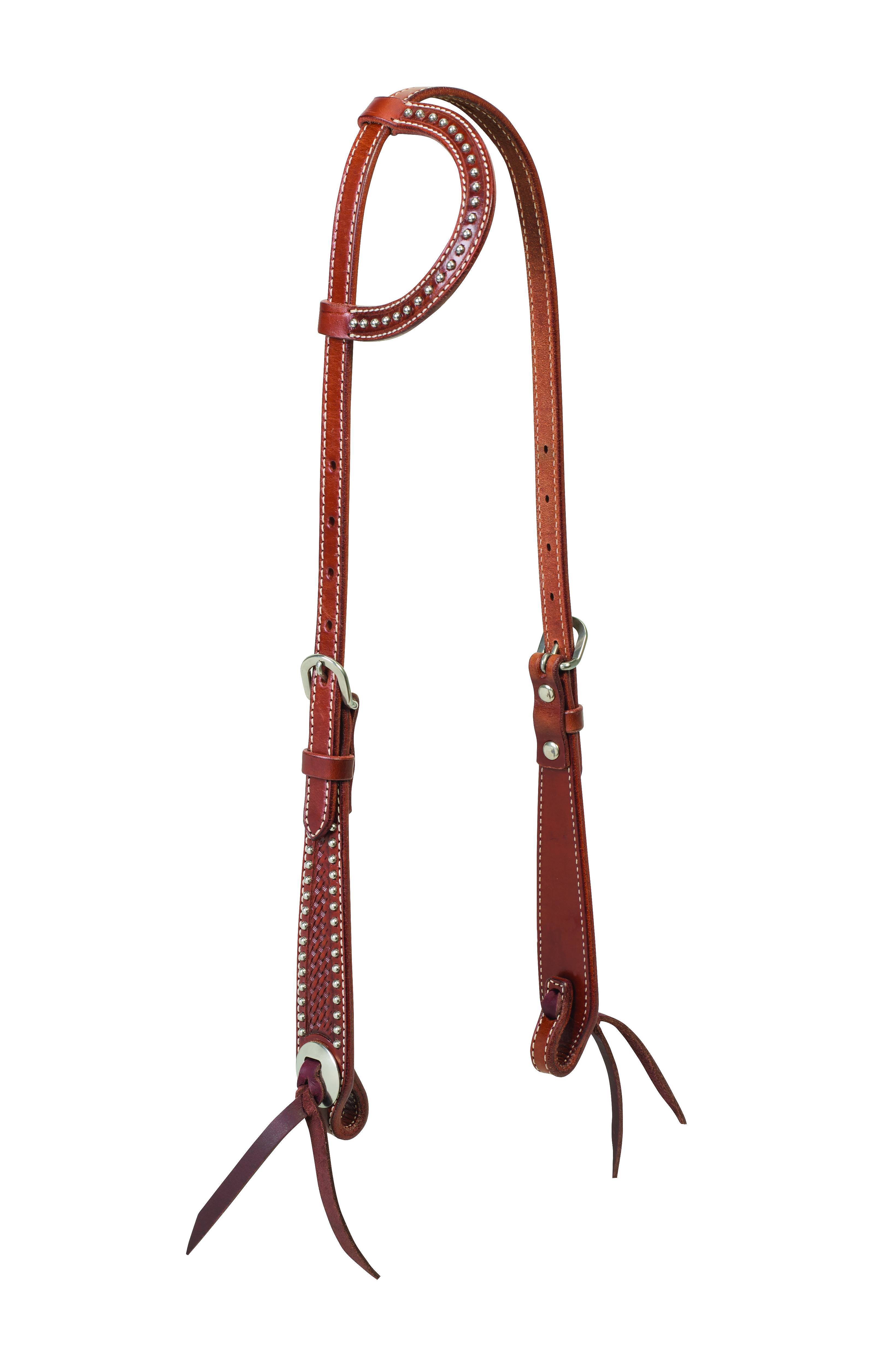 Weaver Turquoise Cross Basketweave Tooled Sliding Ear Headstall