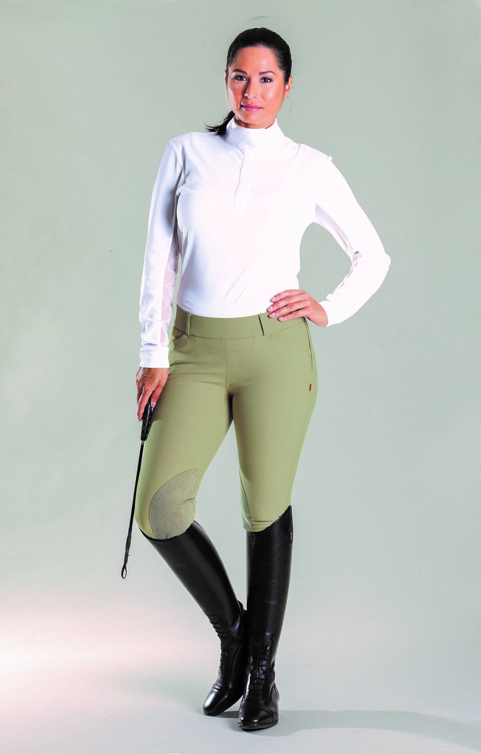 Devon Aire Ladies Signature Side Zip Knee Patch Breech