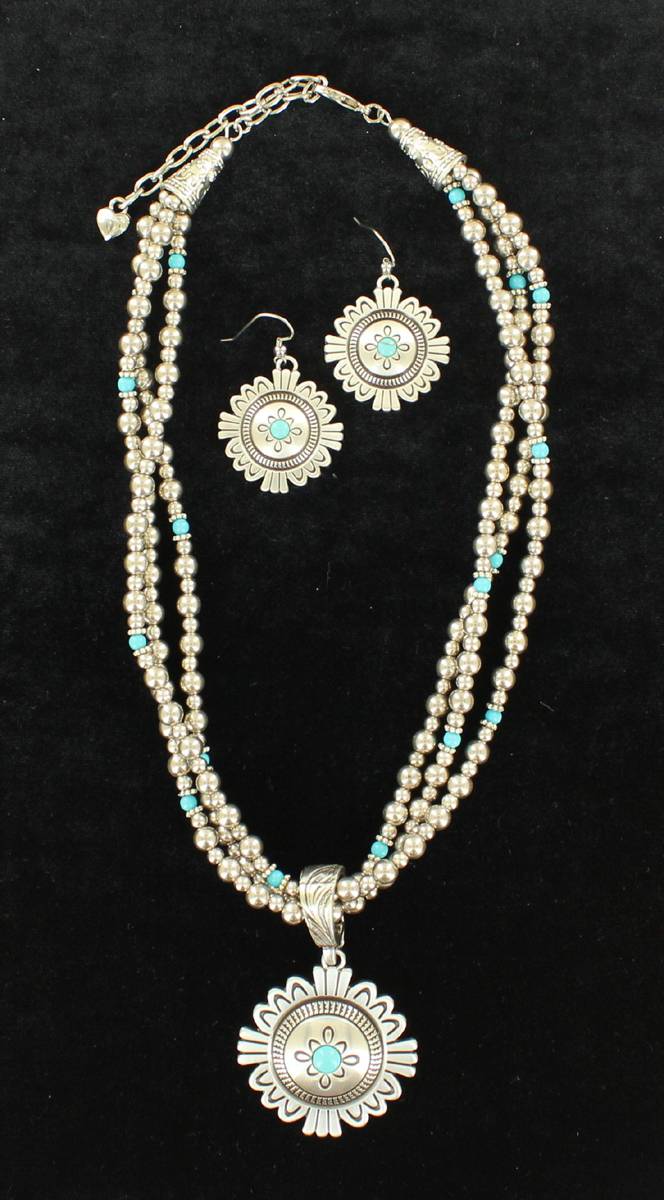 Blazin Roxx 3 Strand Medallion Jewelry Set