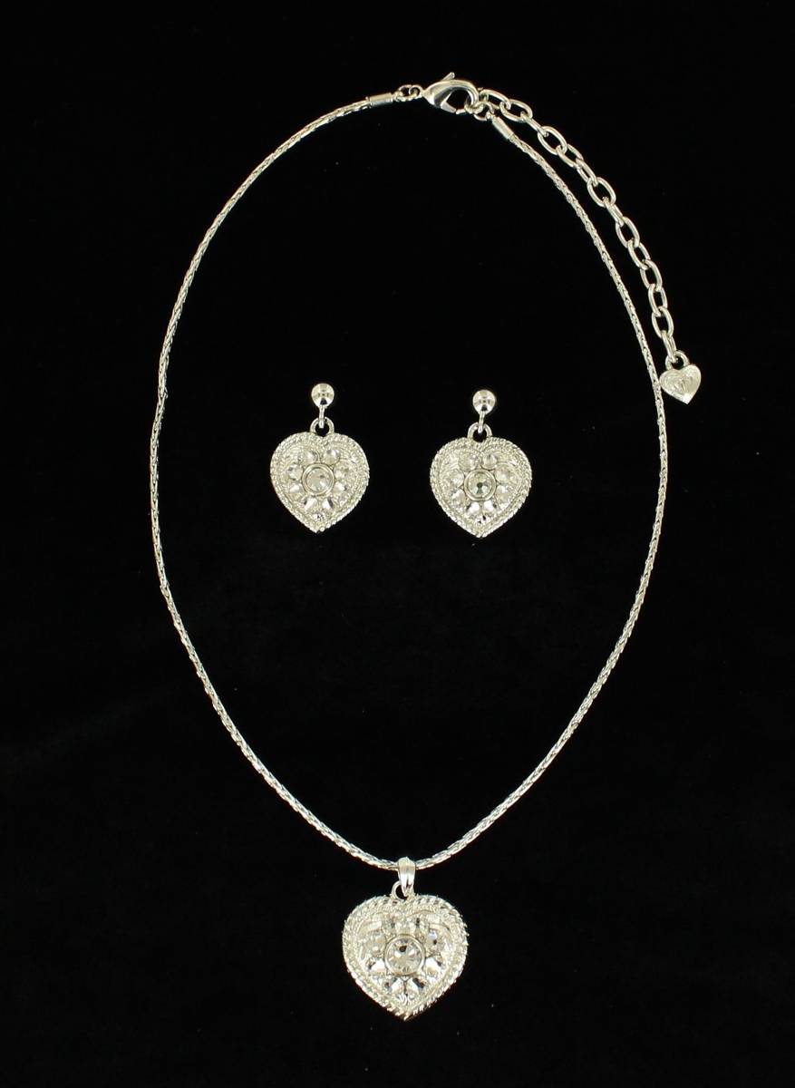 Blazin Roxx Crystal Heart  Jewelry Set