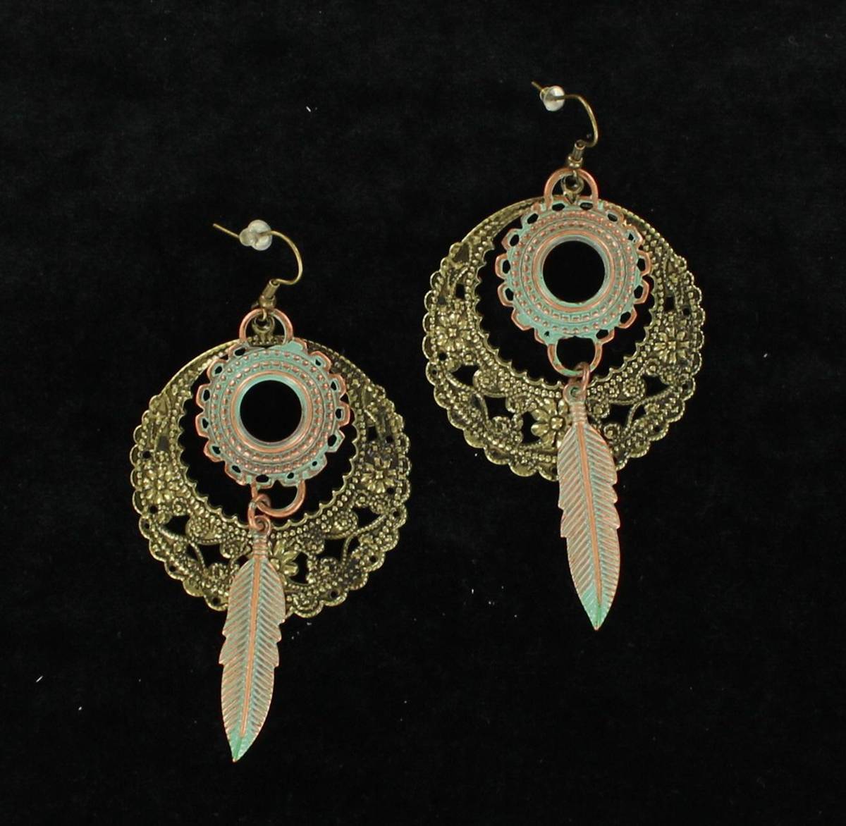 Blazin Roxx Feather Disc Earrings