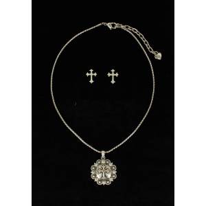 Blazin Roxx Silver Cross  Jewelry Set