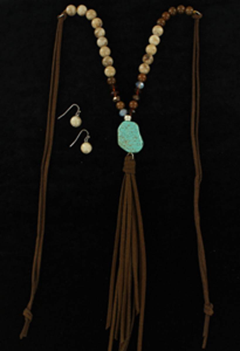 Blazin Roxx Stone Beads Fringe Jewelry Set