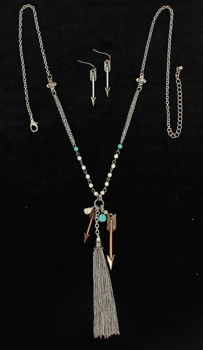 Blazin Roxx Arrow Chain Fringe  Jewelry Set